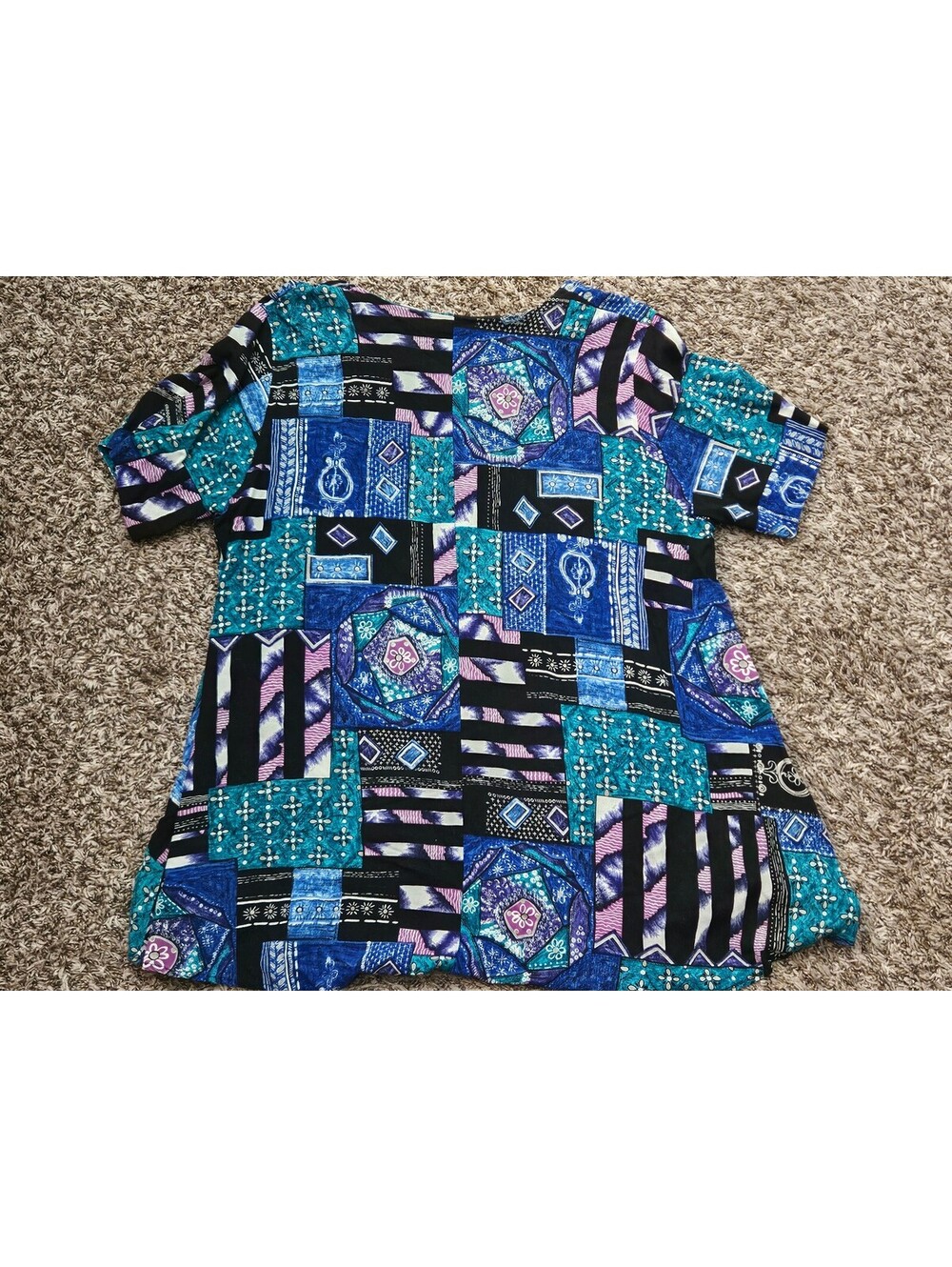 Exposé Vintage 90s Geometric Patchwork Button Up Shirt L